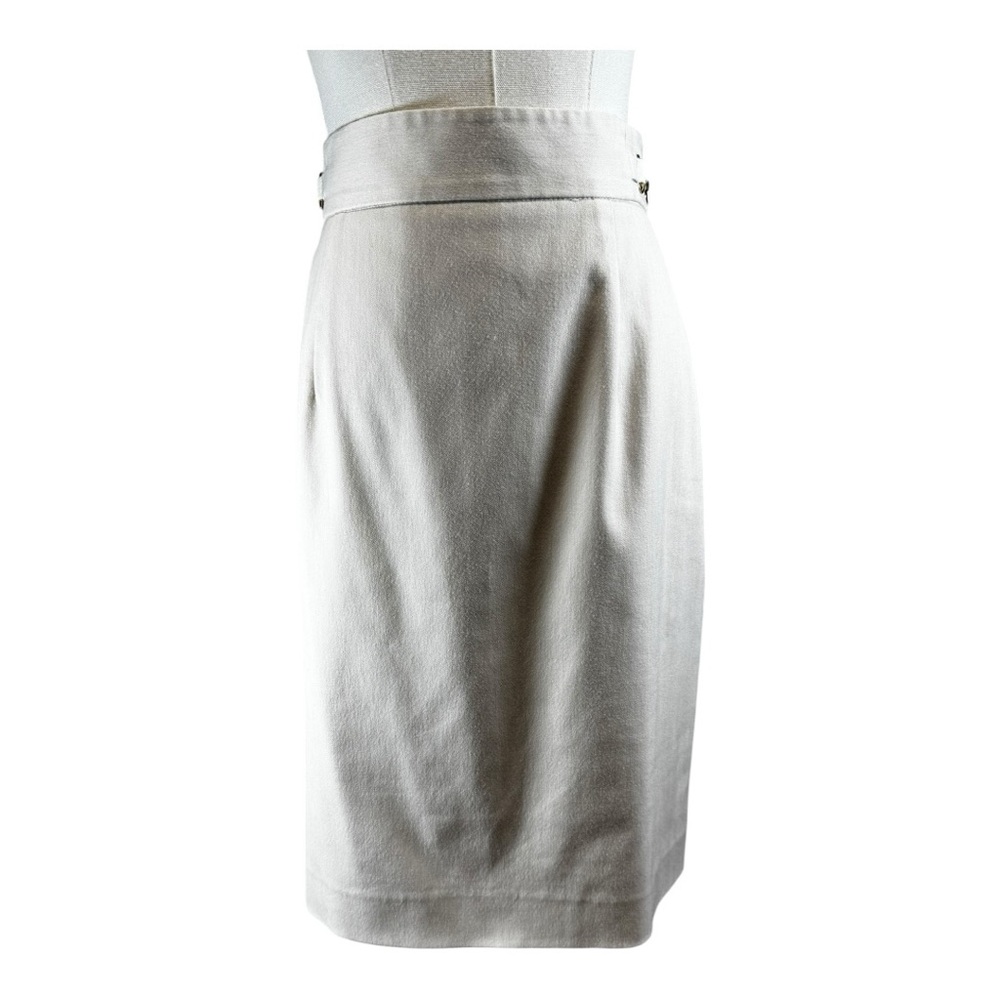 Antonio Melani Beige Pencil Skirt 8 Horsebit Hardware Academic Career Classic